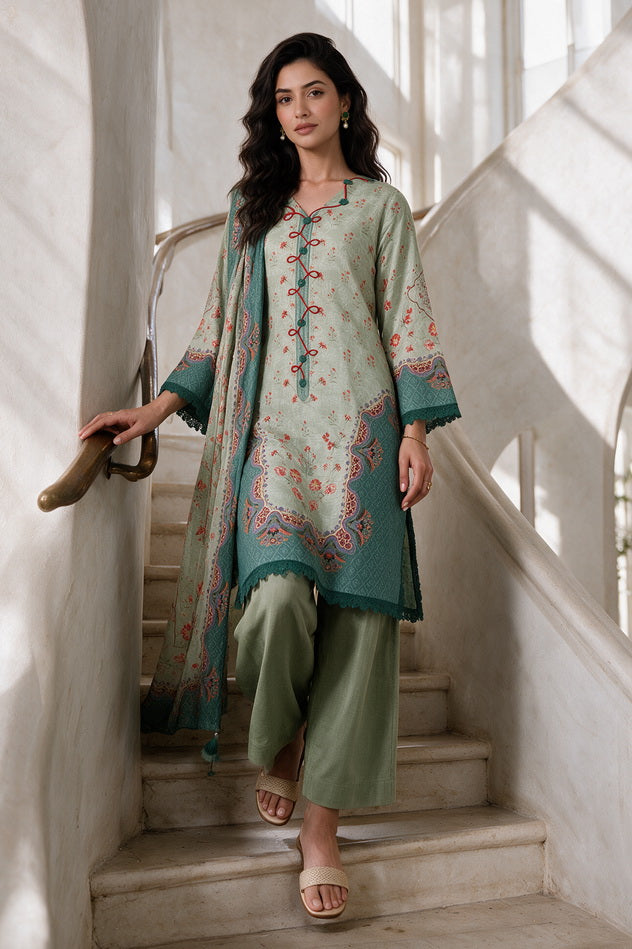 Zellbury Printed Khaddar Unstitched 3Pc Suit WUWQ1X30300