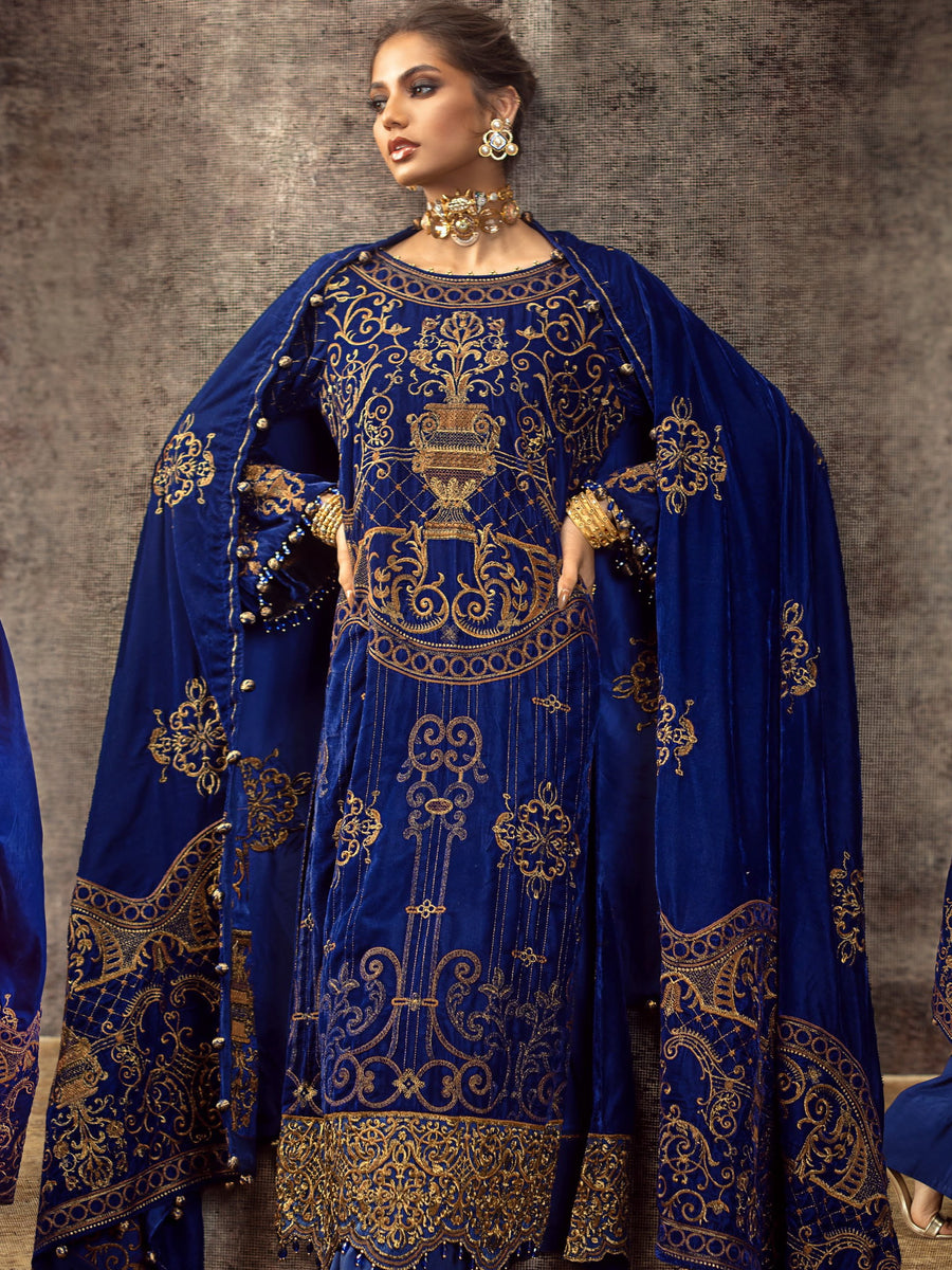 Gul Ahmed Winter Embroidered Velvet Unstitched 3Pc Suit WV-42001