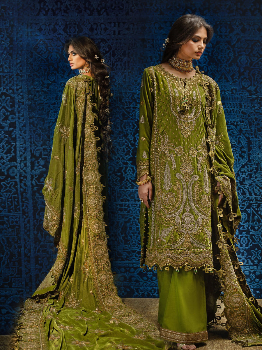 Gul Ahmed Winter Embroidered Velvet Unstitched 3Pc Suit WV-42007