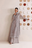 Farasha Luxury Formal Embroidered Chiffon Unstitched 3Pc Suit - Walnut Silk