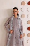 Farasha Luxury Formal Embroidered Chiffon Unstitched 3Pc Suit - Walnut Silk