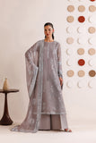 Farasha Luxury Formal Embroidered Chiffon Unstitched 3Pc Suit - Walnut Silk