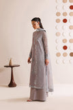 Farasha Luxury Formal Embroidered Chiffon Unstitched 3Pc Suit - Walnut Silk