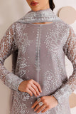 Farasha Luxury Formal Embroidered Chiffon Unstitched 3Pc Suit - Walnut Silk
