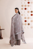 Farasha Luxury Formal Embroidered Chiffon Unstitched 3Pc Suit - Walnut Silk