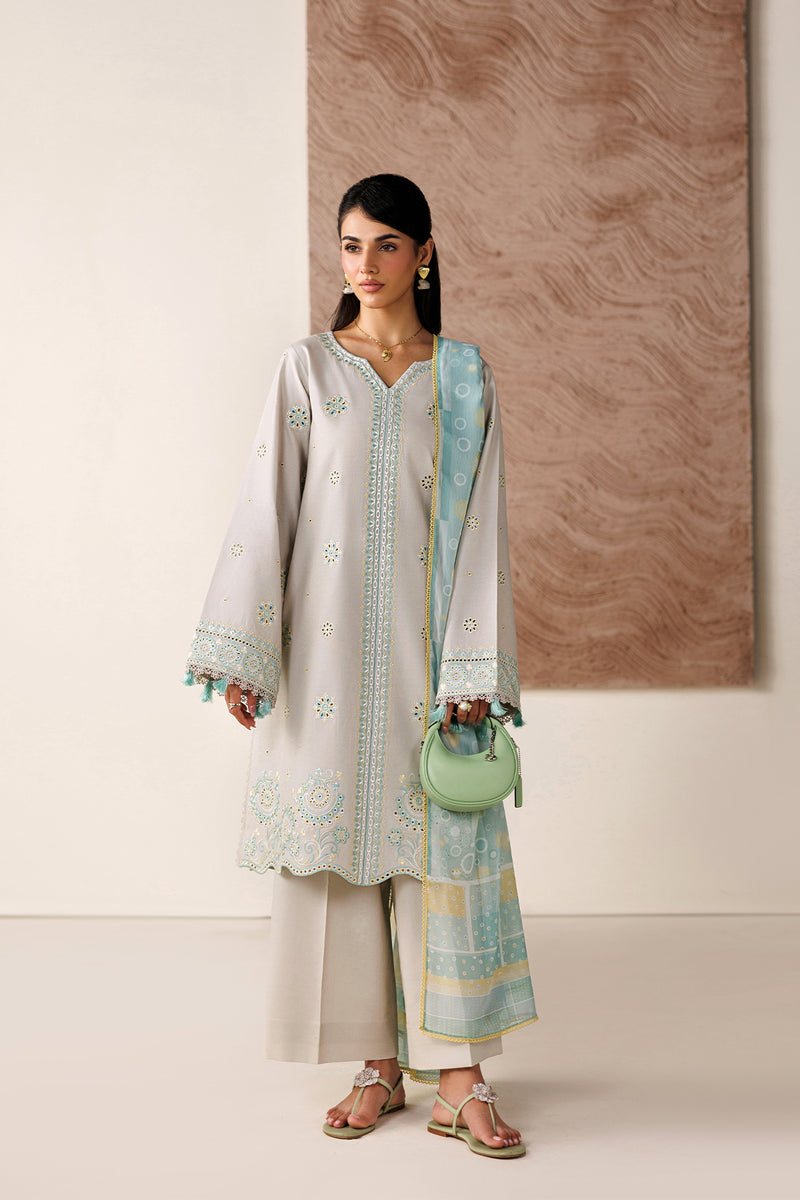 Farasha Summer Melody Embroidered Lawn Unstitched 3Pc Suit - Warm Desert