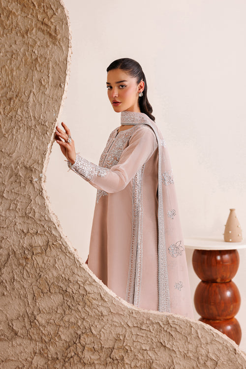 Farasha Luxury Formal Embroidered Chiffon Unstitched 3Pc Suit - Warm Lume