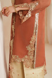 Farasha Luxury Embroidered Chiffon Unstitched 3Pc Suit - Warm Saffron