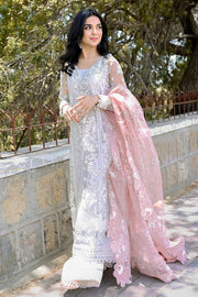 Saad Shaikh Fleurie Vol-02 Luxury Embroidered Net Unstitched 3Pc Suit - Pearl Wind
