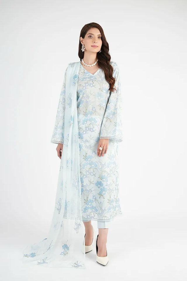 Chikankari Exclusive Embroidered Lawn Unstitched 3Pc CH26-V1-D117