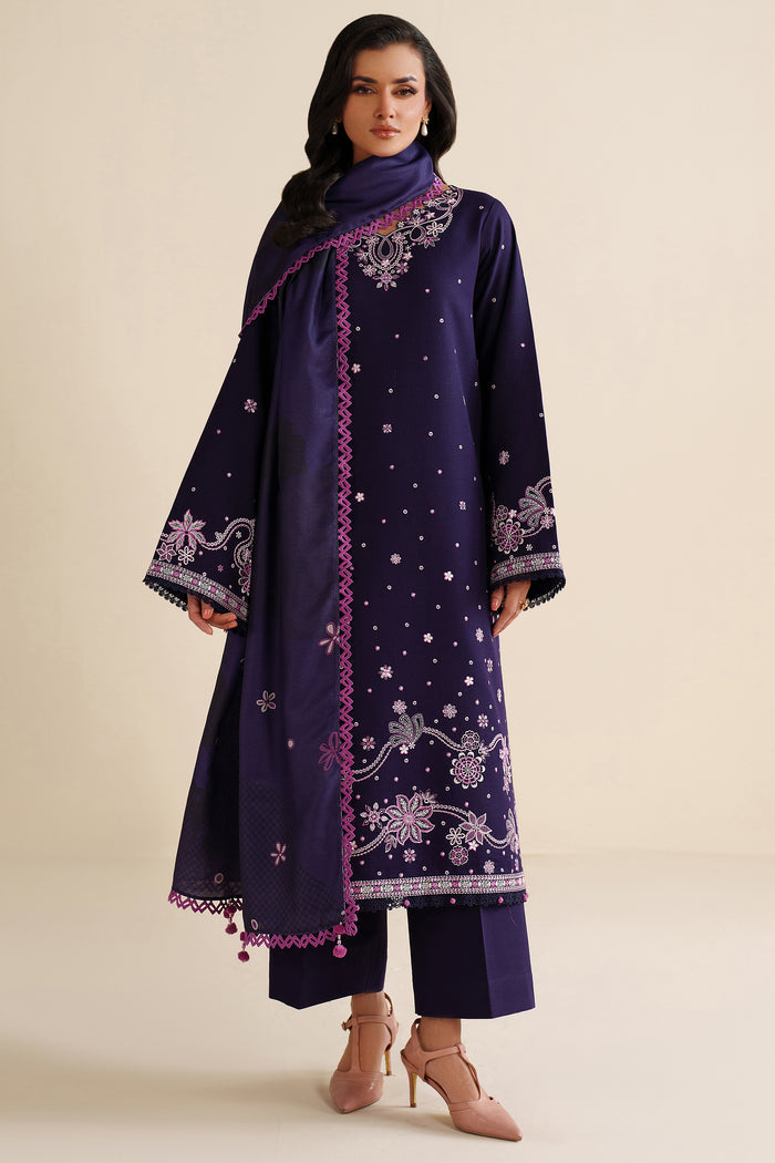 Farasha Winter Spell Embroidered Khaddar Unstitched 3Pc Suit - Whim
