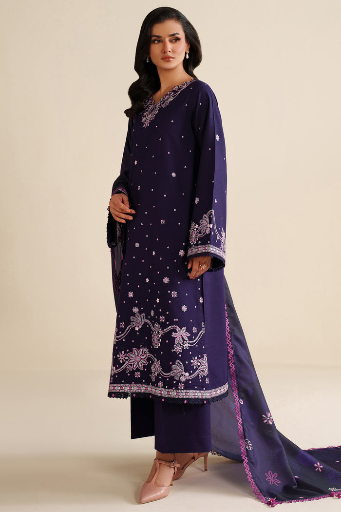 Farasha Winter Spell Embroidered Khaddar Unstitched 3Pc Suit - Whim