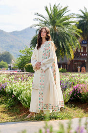 Farasha Summer Weaves Embroidered Lawn Unstitched 3Pc Suit - Whisper Ivory