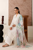 Farasha Summer Melody Embroidered Lawn Unstitched 3Pc Suit - White Grace