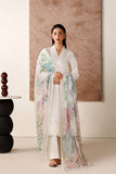 Farasha Summer Melody Embroidered Lawn Unstitched 3Pc Suit - White Grace
