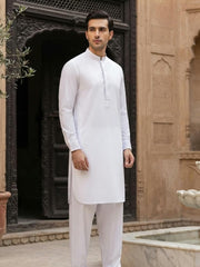 Farooq Textile Men's Cotton Latha Unstitched Shalwar Kameez Suit CLR26-White