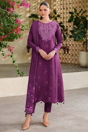 Farasha Meline Embroidered Viscose Unstitched 3Pc Suit - Wild Plum