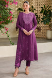 Farasha Meline Embroidered Viscose Unstitched 3Pc Suit - Wild Plum