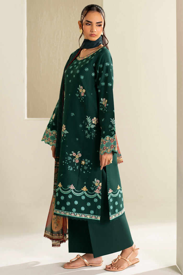 Farasha Summer Weaves Embroidered Lawn Unstitched 3Pc Suit - Willow Green
