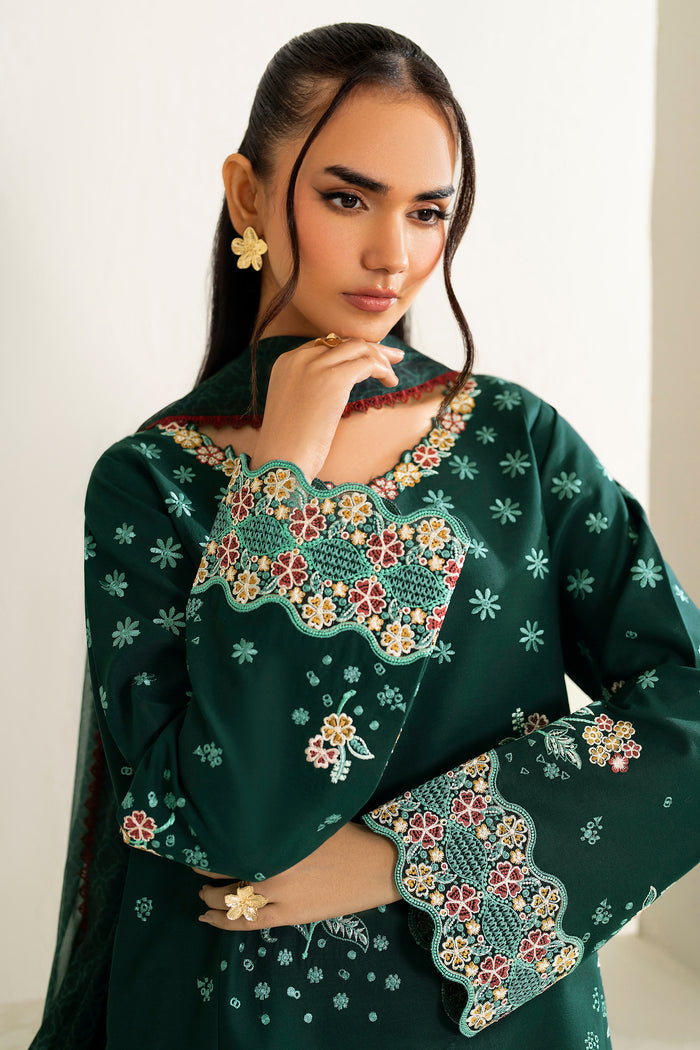 Farasha Summer Weaves Embroidered Lawn Unstitched 3Pc Suit - Willow Green