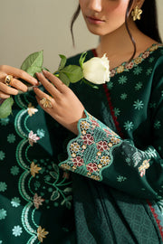 Farasha Summer Weaves Embroidered Lawn Unstitched 3Pc Suit - Willow Green