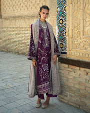 Hemline by Mushq Bukhara Embroidered Viscose Unstitched 3Pc Suit - Winter Caravan