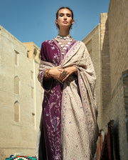 Hemline by Mushq Bukhara Embroidered Viscose Unstitched 3Pc Suit - Winter Caravan