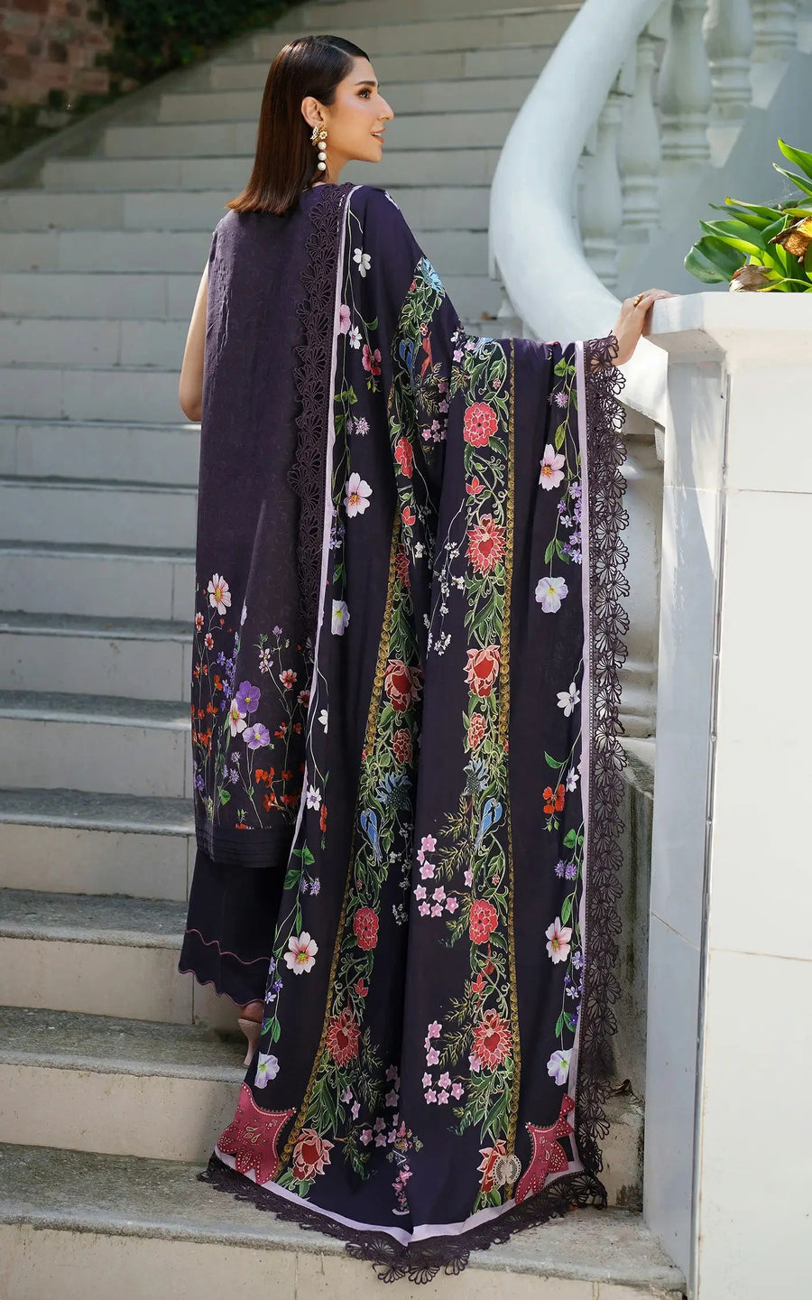 Asifa & Nabeel Meraki Embroidered Viscose Unstitched 3Pc Suit - Winter Rose