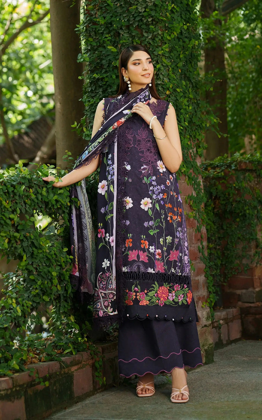 Asifa & Nabeel Meraki Embroidered Viscose Unstitched 3Pc Suit - Winter Rose
