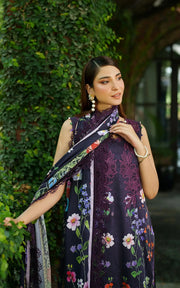 Asifa & Nabeel Meraki Embroidered Viscose Unstitched 3Pc Suit - Winter Rose