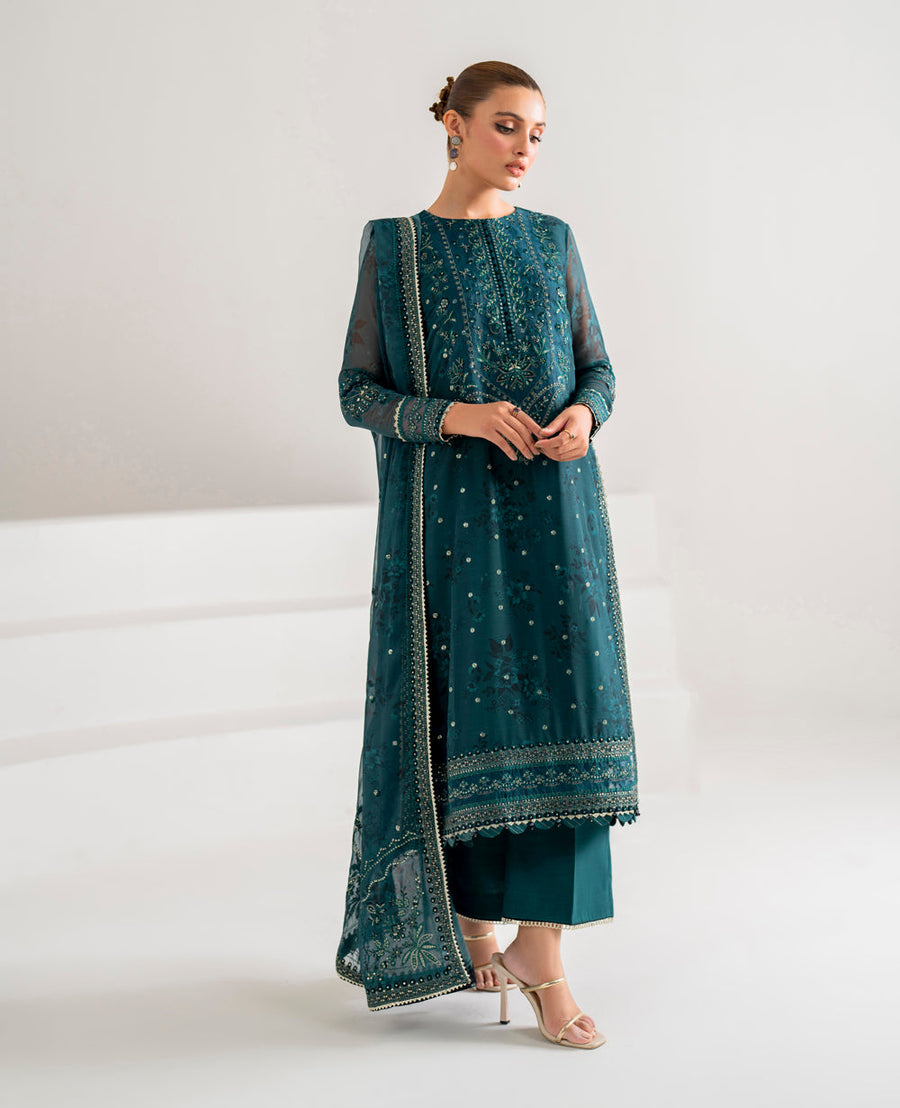 Xenia Formals Embroidered Chiffon Unstitched 3Pc Suit XF-766 AURA
