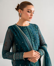 Xenia Formals Embroidered Chiffon Unstitched 3Pc Suit XF-766 AURA