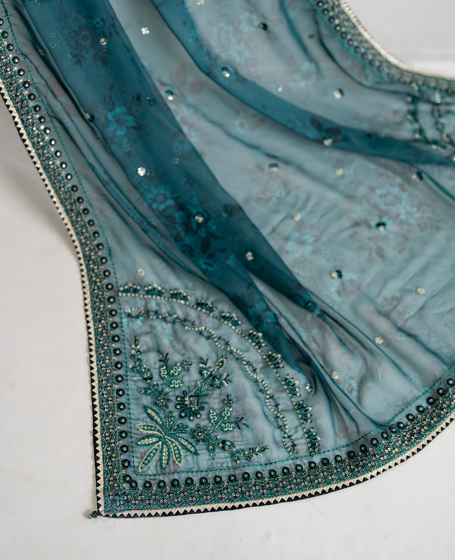 Xenia Formals Embroidered Chiffon Unstitched 3Pc Suit XF-766 AURA