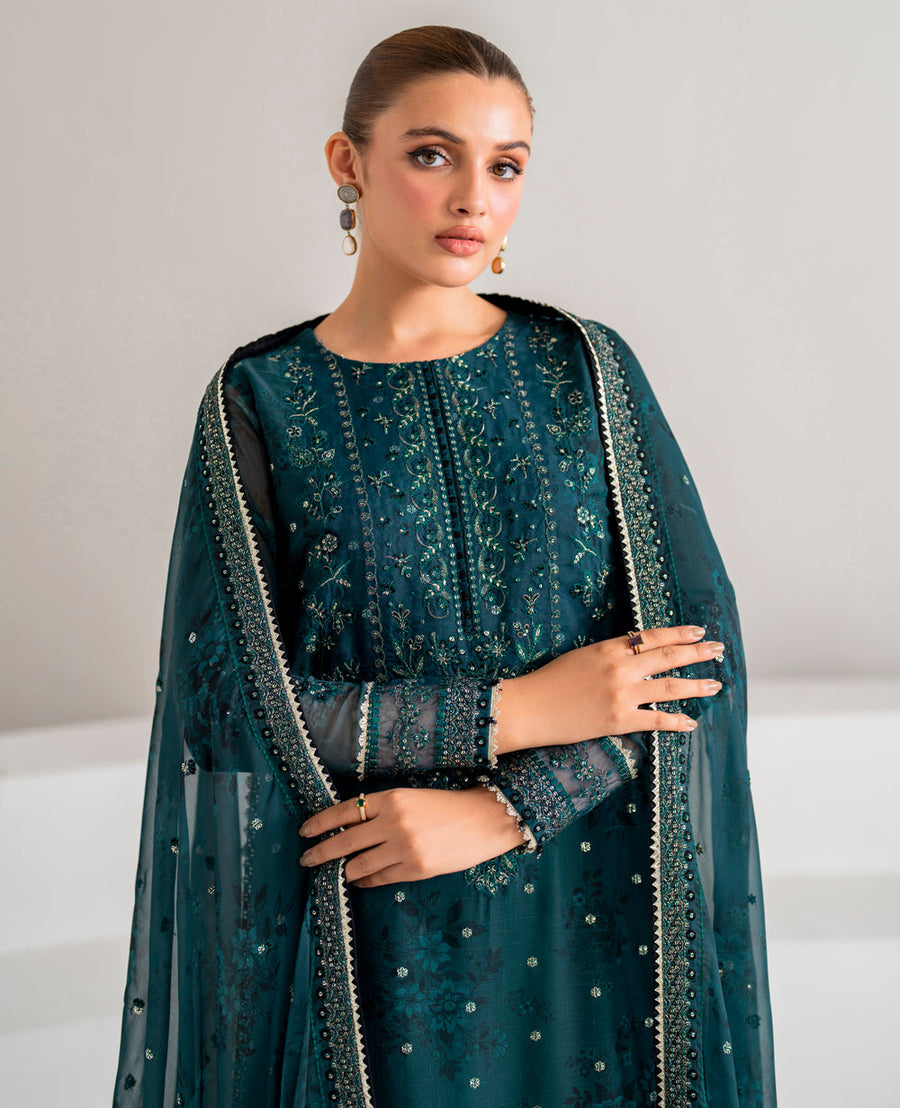 Xenia Formals Embroidered Chiffon Unstitched 3Pc Suit XF-766 AURA