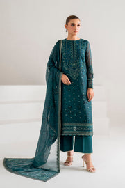 Xenia Formals Embroidered Chiffon Unstitched 3Pc Suit XF-766 AURA