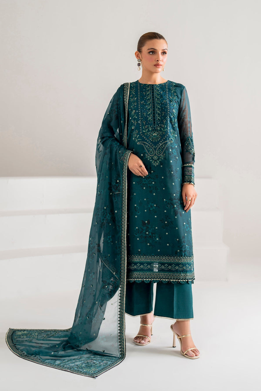 Xenia Formals Embroidered Chiffon Unstitched 3Pc Suit XF-766 AURA