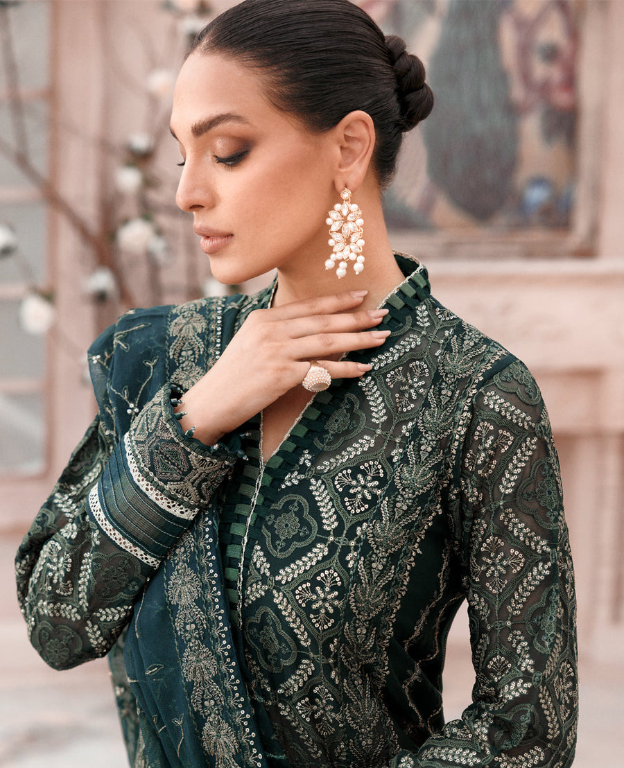 XENIA Formals Mehfilen Luxury Unstitched Chiffon 3Pc Suit - WARINA