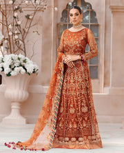 XENIA Formals Mehfilen Luxury Unstitched Net 3Pc Suit - AVA