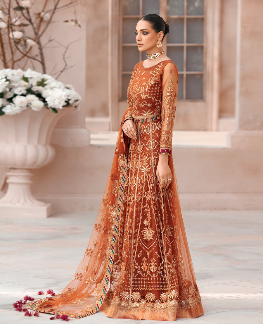 XENIA Formals Mehfilen Luxury Unstitched Net 3Pc Suit - AVA