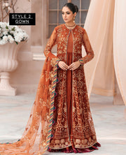XENIA Formals Mehfilen Luxury Unstitched Net 3Pc Suit - AVA