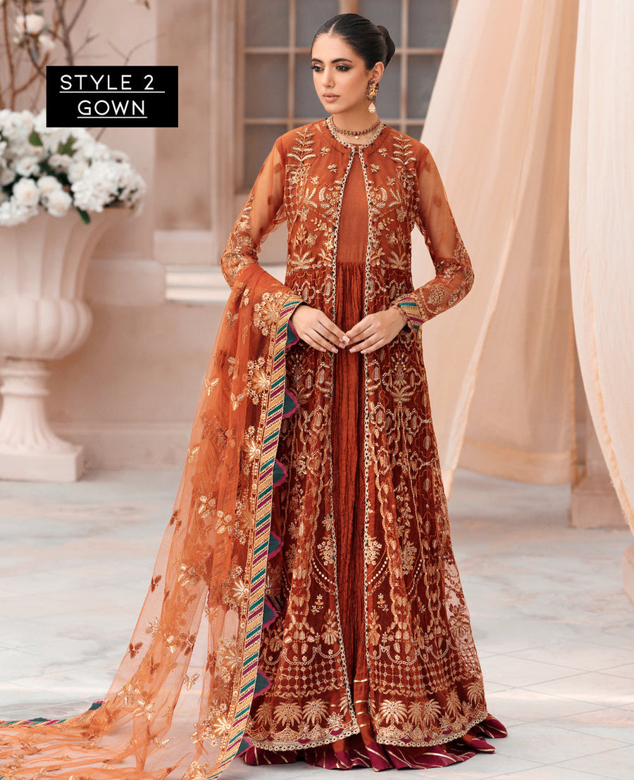 XENIA Formals Mehfilen Luxury Unstitched Net 3Pc Suit - AVA