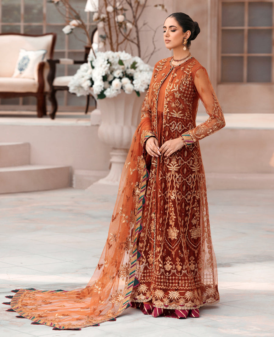 XENIA Formals Mehfilen Luxury Unstitched Net 3Pc Suit - AVA