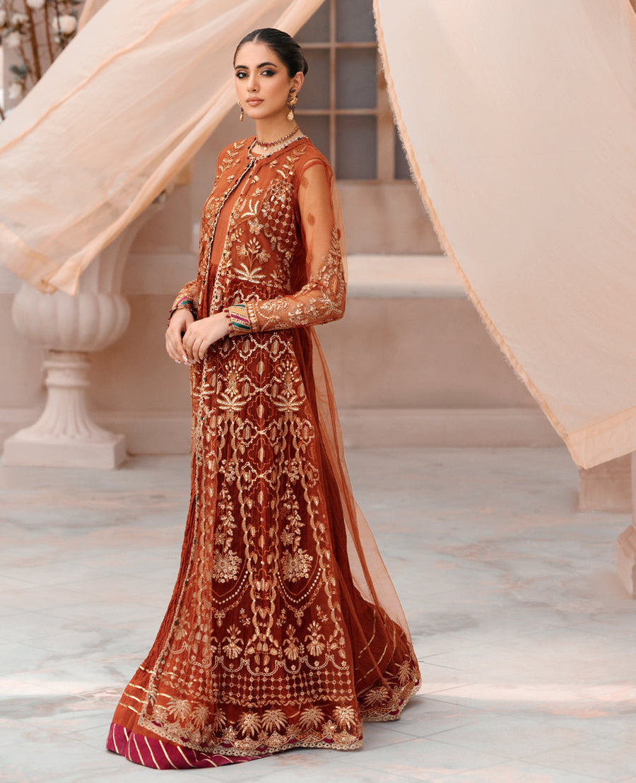 XENIA Formals Mehfilen Luxury Unstitched Net 3Pc Suit - AVA