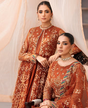 XENIA Formals Mehfilen Luxury Unstitched Net 3Pc Suit - AVA