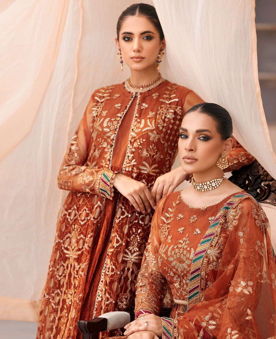 XENIA Formals Mehfilen Luxury Unstitched Net 3Pc Suit - AVA