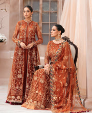 XENIA Formals Mehfilen Luxury Unstitched Net 3Pc Suit - AVA