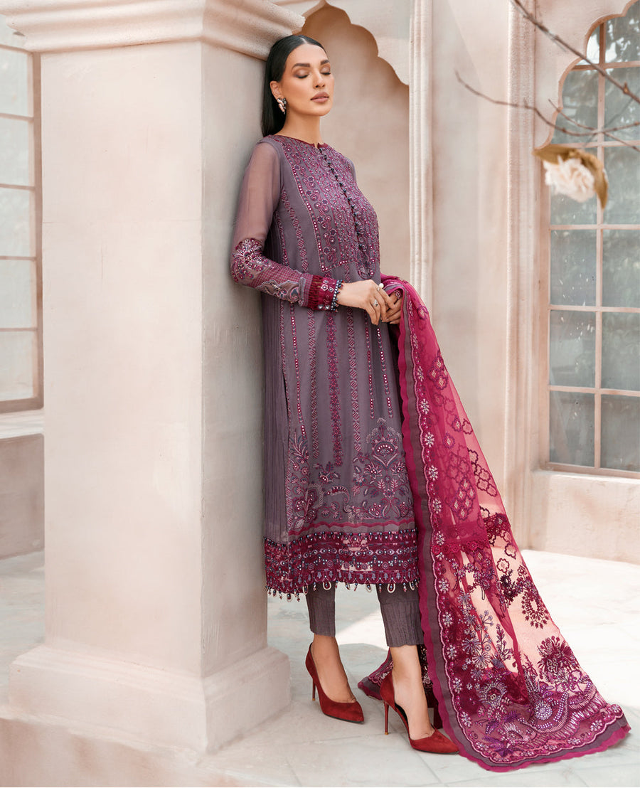 XENIA Formals Mehfilen Luxury Unstitched Chiffon 3Pc Suit - ARSIA