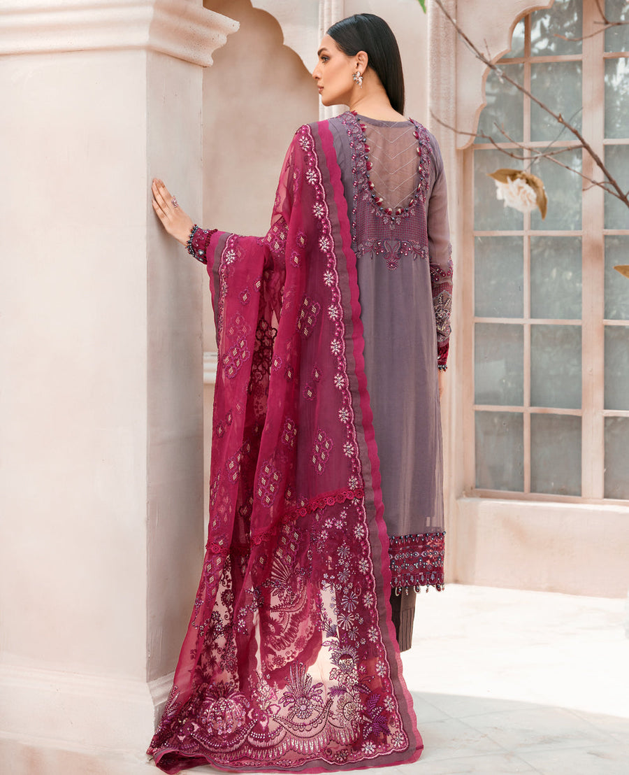 XENIA Formals Mehfilen Luxury Unstitched Chiffon 3Pc Suit - ARSIA