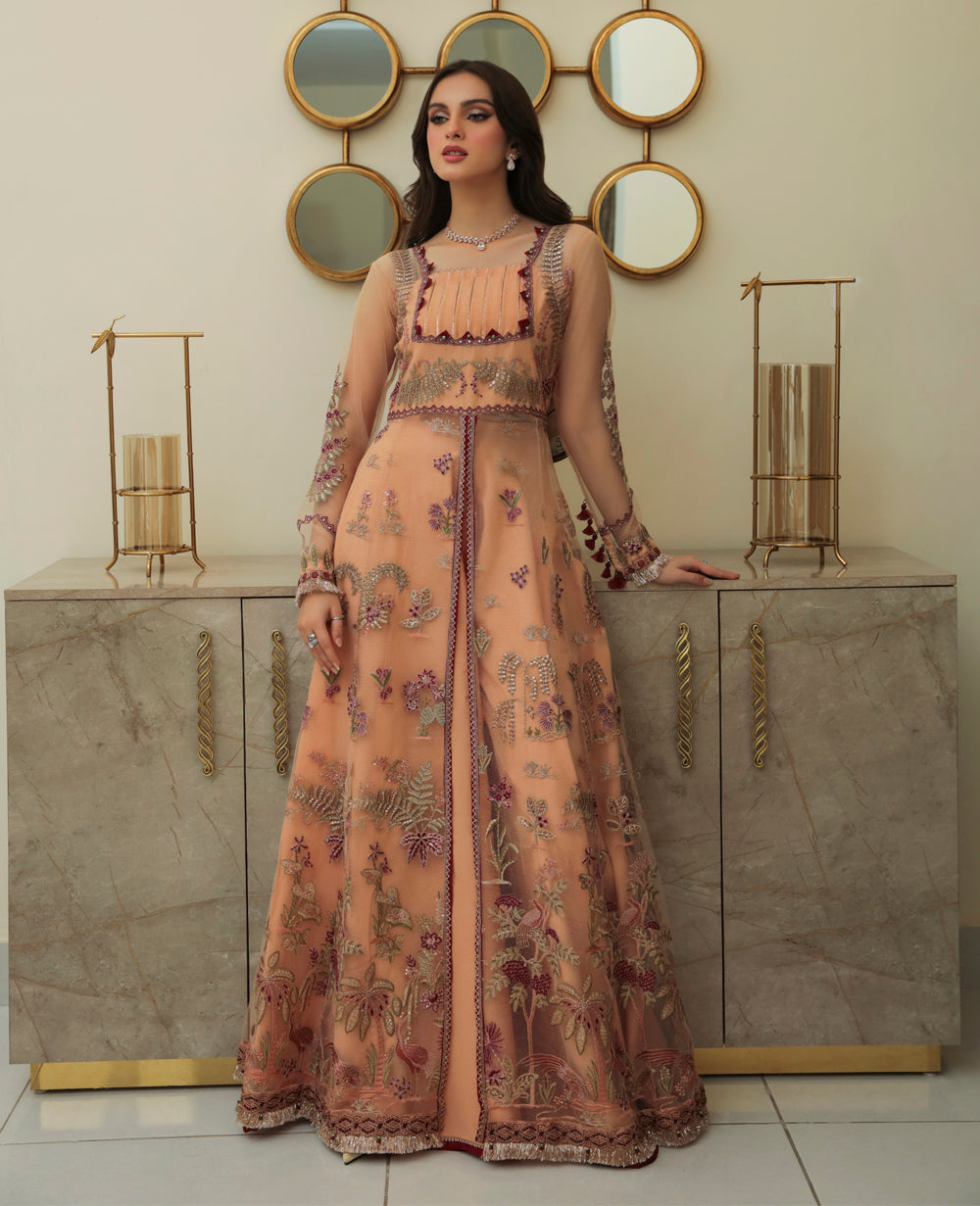 XENIA Formals Embroidered Net Unstitched 3Pc Suit - RADHA