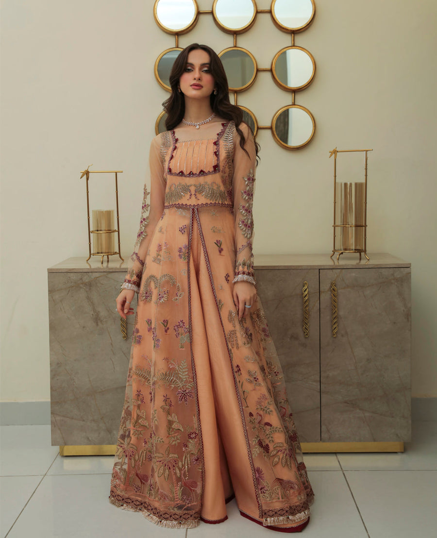 XENIA Formals Embroidered Net Unstitched 3Pc Suit - RADHA